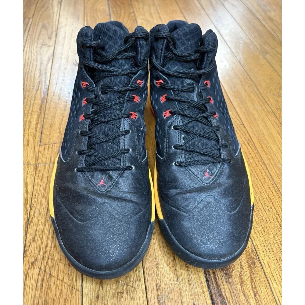 Nike Air Jordan Rising High Men’s 11 Black Orange Flight Plate Sneakers Athletic